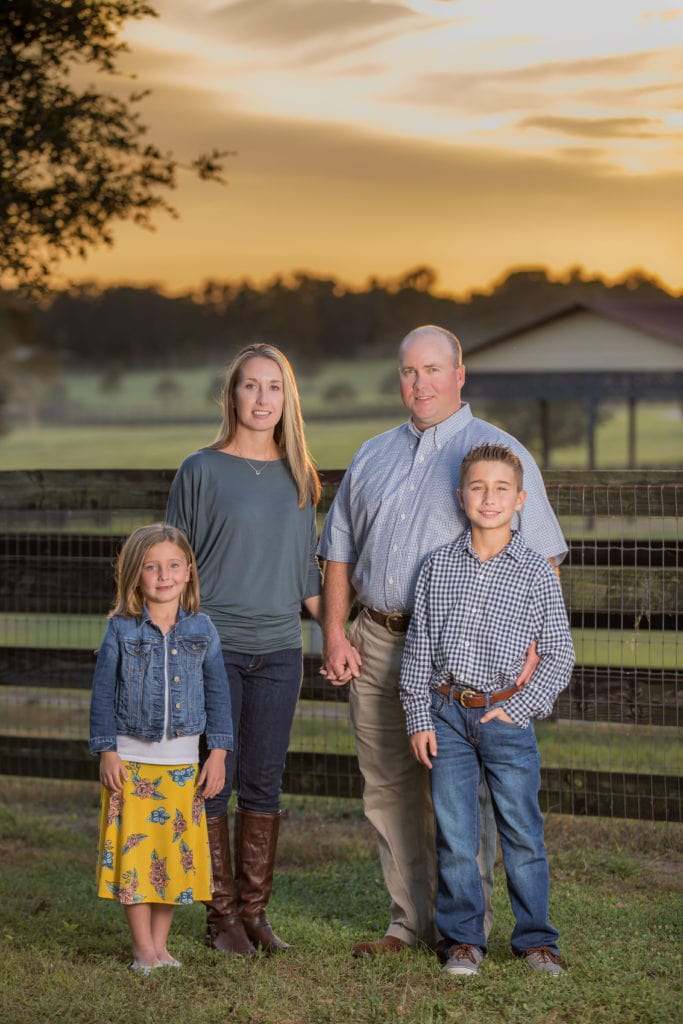 sunset photo at horse farm family photo session