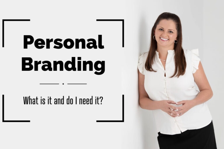 Dark haired girl leaning against a wall with a personal branding word graphic